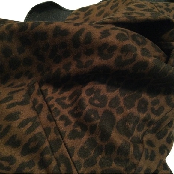 Animal print Leopard jacket wool blend with leather finition - Picture 4 of 4